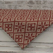 Christmas Rose - CRANBERRY TAN Table Topper -- 34" x 34"  Farmhouse Primitive