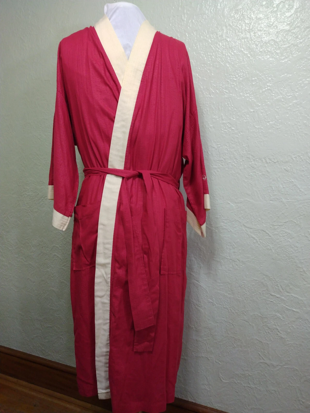 Robe Christian Dior Monsieur rouge crème poches coton taille unique vintage