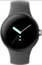 Google Pixel Watch, Polished Silver case / Charcoal Active band, Bluetooth/Wi-Fi