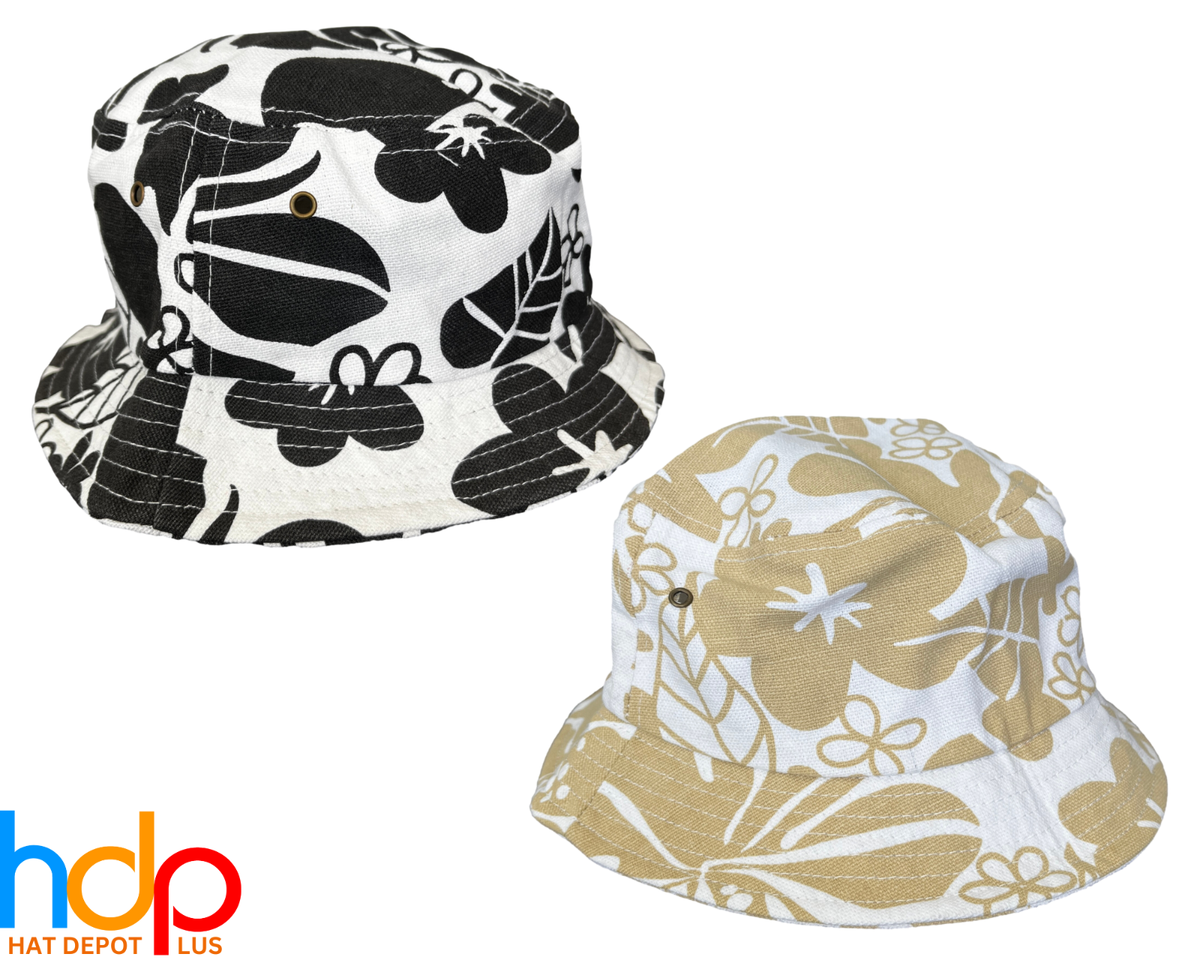 Polyester Bucket Hat with Floral Print, Unisex Fishing Sun Hat Flower Jacquard Bucket Cloth Hat main image 4