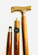 Derby Head Handle New Handmade Wooden Walking Stick Brass Carved Designer Gift