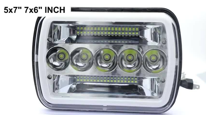Phares Avant LED Pour Ford F-150 1976-1986 - Kit 2 Phares Carrés 7x6" Hi/Lo - Certifié DOT