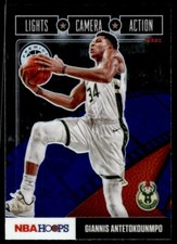 2019 Hoops Premium Stock #19 Giannis Antetokounmpo Lights Camera Action Purple