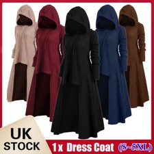 Women Gothic Hooded Steampunk Cloak Cape Coat Witch Cosplay Long Dress Jacket!