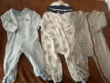 Baby Boys 6 Month Footed Pajamas Sleep Wear Lot Of 3 Carter's, Little Me