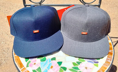 OBEY Cap Hat Standard Strapback Sample Metal Logo Navy Heather Charcoal per each