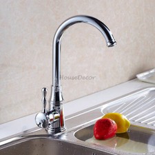 Grifos de cocina cromados con cuello de cisne giratorios con orificio de una sola palanca recipiente fregadero grifo mezclador