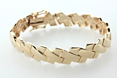 Gold Vermeil Sterling Silver 925 Alternating Brush Finish X Link Bracelet - 7''
