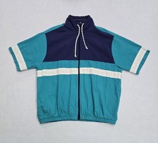 Sea Island Swimmates Short Sleeve VTG 80s Blue Zip Front Shirt Men's Large Blue