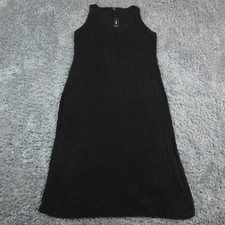 Express Dress Womens XL Black Ribbed Knit Sleeveless V Neck Maxi Linen Blend NWT