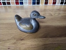 Pewter and Brass 2.5 inch Duck Shaped Trinket Box