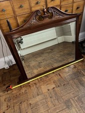 Antique Solid Wood Over Mantel  Mirror True Antique