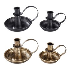 Set of 2 Antique Iron Candleholders Taper Display Weddings Party Accent