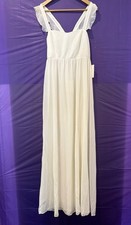 Show Me Your Mumu White Maxi Dress Large Ruffle Strap Empire Waist Bridal Weddin
