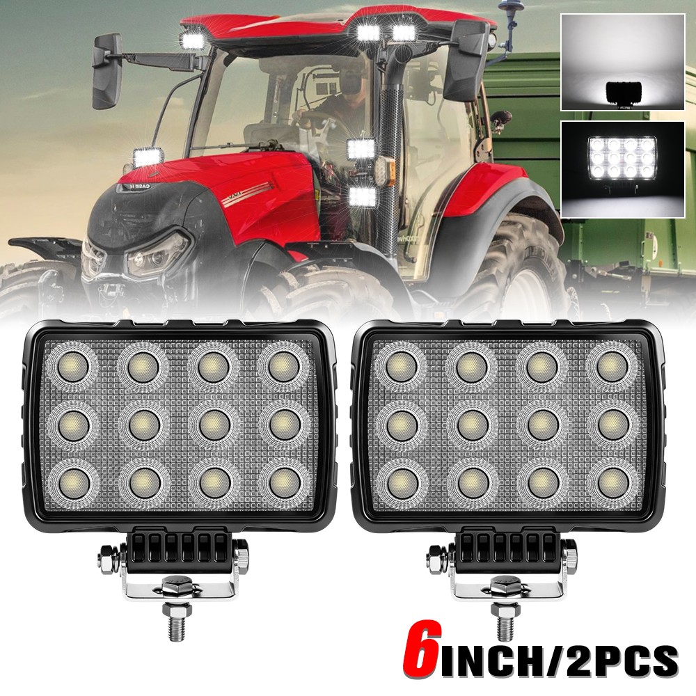 2x Led Tractor Flood Work Light Truck For Bulldozer Excavator Lawn Mower Loaders