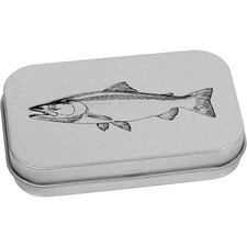 'Salmon Fish Side View' Metal Hinged Tin / Storage Box (TT054305)