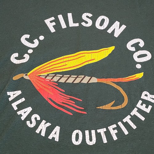 CC Filson T-Shirt Mens M Green Fishing Graphic Print Short Sleeve Alaska - Picture 2 of 9