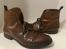 To Boot New York Adam Derrick Men Brown Leather Hook Eyelet Ankle Boot Size 11