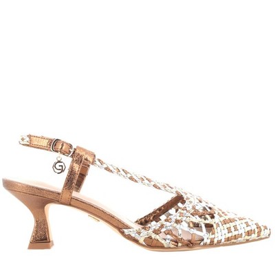 Gold&Gold Damen Slingback mit verstellbarem Riemen GK256 SILVER BRONZE P26