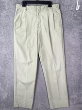 VTG Lands End Pants Men 34x31 Mint Green Muted Pleated Chino USA Made 90s Rare