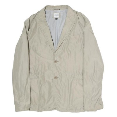 ARMANI COLLEZIONI Herren Beige Baumwollmischung Knopf Jacke M Uni Stylisch
