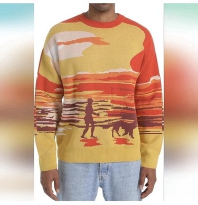 SINAR Men's Casual 100% Cotton Knit Sweater Loose Crew Neck Knitwear Size 2XL