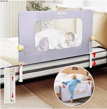 Q-MIULIKE Baby Bed Rail for Toddlers 47  Flip-Down Crib Guard Rail Safety