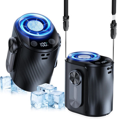AI Portable Rechargeable Waist Fan with Ice Cooler, 24H Max Cooling, 100-Speed 2