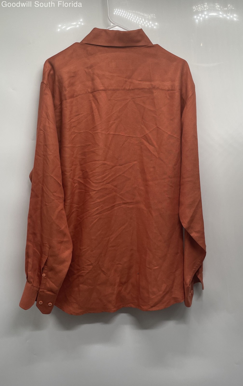 Bugatchi Uomo Mens Rust Collared Long Sleeve Pock… - image 2