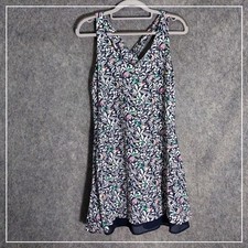 Loft Ann Taylor Women Dress S White Tropical Bird Print Summer Resort