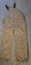 Vtg Carhartt R05 Bib Duck Overalls 44x30 Double Knee