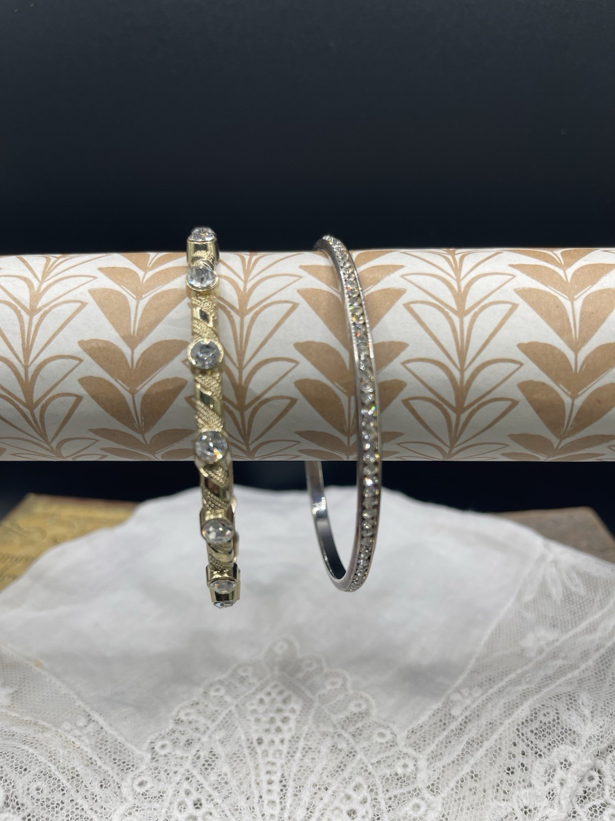 Vintage Bangle Braclets With Crystals - image 4