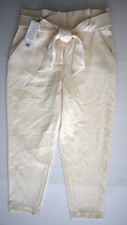 Veronica Beard Women Sz 12 Cream Setti Slim Cropped Tie Waist Hi-Rise Pants 448