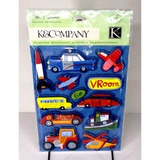 K&Company Rough & Tumble Vehicles 12 Dimensional Stickers, Grand Adhesions, New