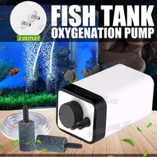 2 Outlet Silent Aquarium Aqua Fish Tank Air Pumps Water Pond Air Pipe Stone AU
