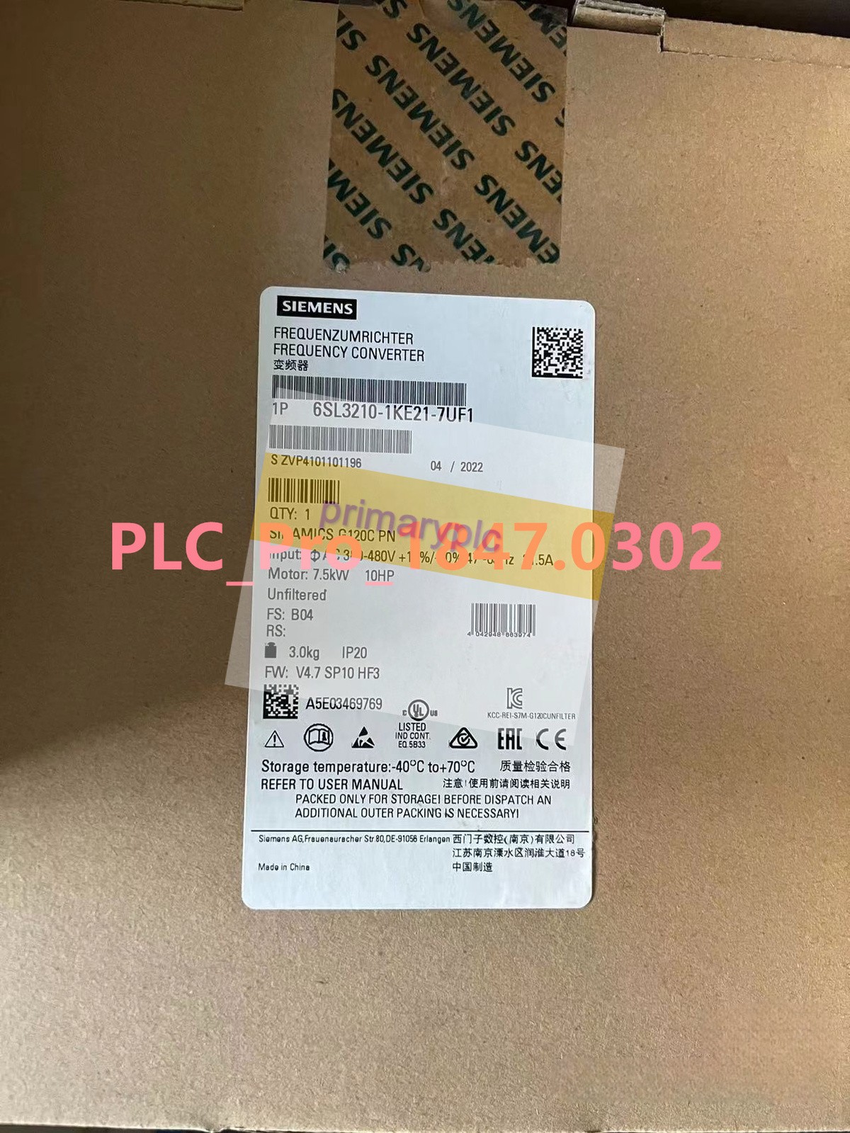 6SL3210-1KE21-7UF1 1PCS New Siemens 6SL3 210-1KE21-7UF1 Free expedited shipping