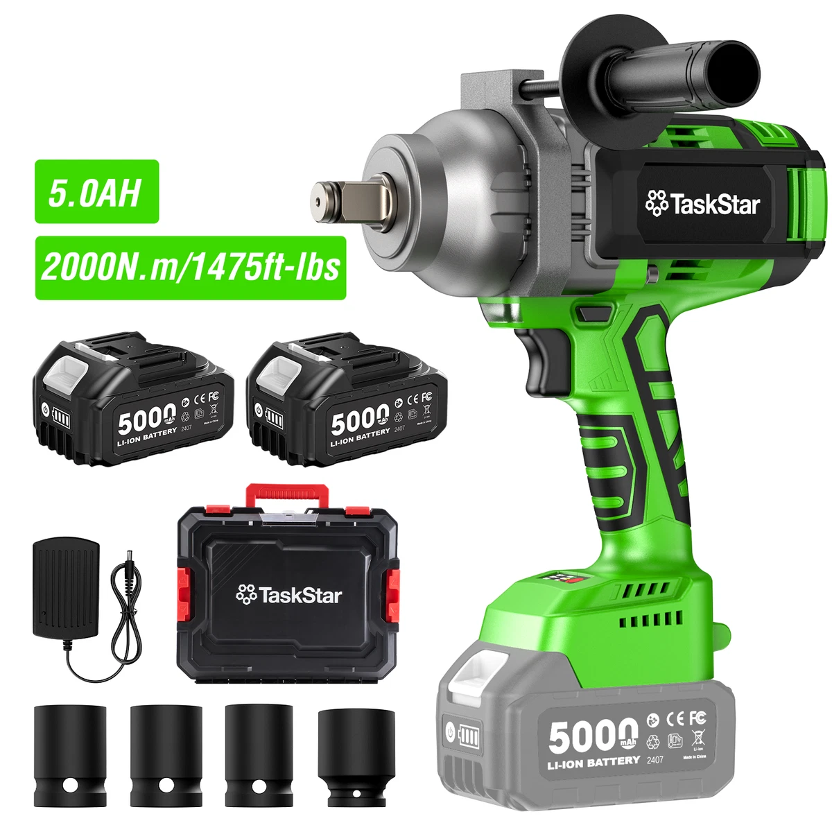 Cordless Impact Wrench 3/4 Inch Brushless High Torque 1475 Ft-lbs (2000 N.m) Heavy-duty Impact