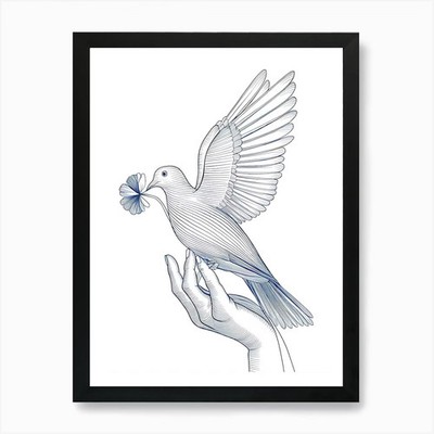 Taube in der Hand Vektor Illustration Bogen gerahmt Wandbild Poster Leinwanddruck Bild