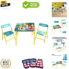 Bluey Kids Table and Chair Set, 3 Piece Folding Activity Set with Square Tabl...