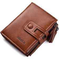 New Men Short Wallets Double Zipper Coin Pocket Men Purses Credit Card Holder Ph