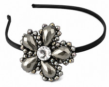 Gray Crystal Flower Headband Bridal Prom Wedding Hair Band Rhinestone Accessory