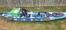 kyak Blue Sit-On-Top Fishing Kayak Single Seat w/ Paddle, Crate & Rod Holders