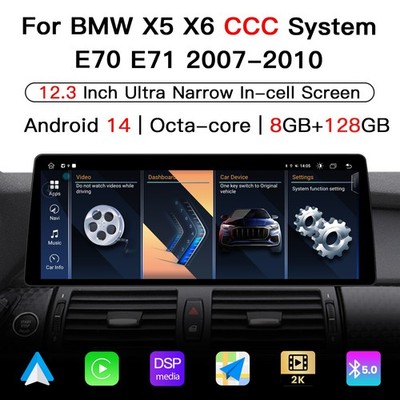 Ultra Narrow 12.3 Inch Android Radio for BMW X5 X6 E70 E71 2007-2010 CCC Carplay