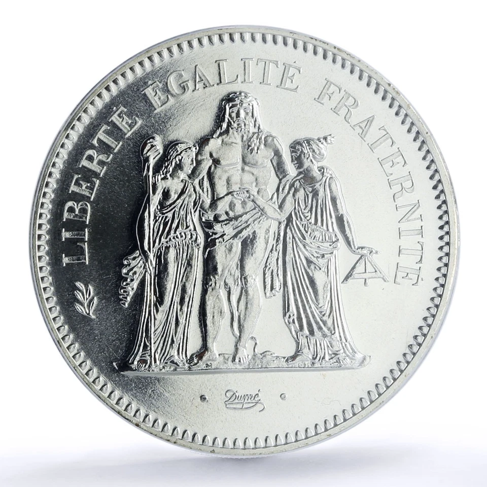 Francia 50 francos Hércules Gad-882 F-427 KM-941 MS 68 PCGS moneda de plata 1977 Foto 3 de 4