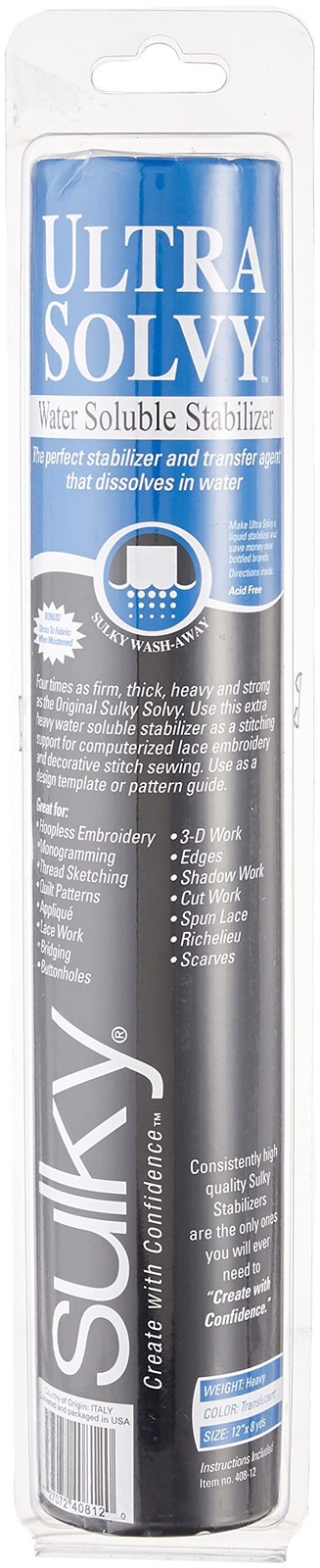 Sulky ULTRA Solvy Water Soluble Stabilizer 12 x 8 yd