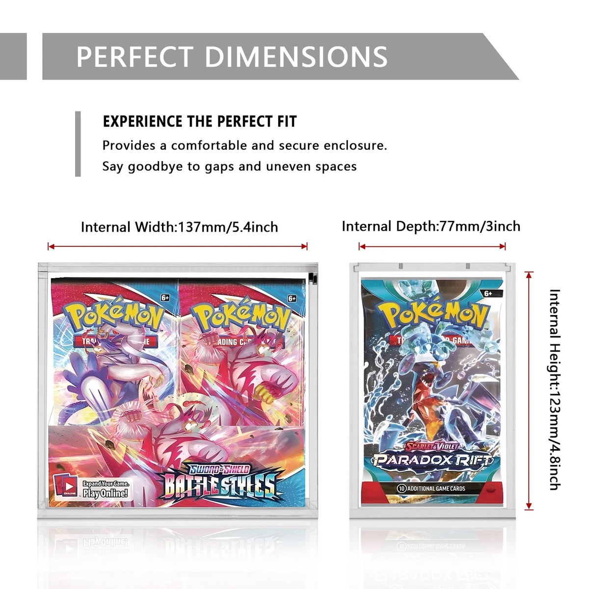pokemon booster pack dimensions Pokemon Magnetic Booster Box Acrylic Case Doesn't Fit ETB Acrylic Display  Case