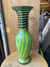 Spiral Twisted Art Glass Vase Green Spiral De...