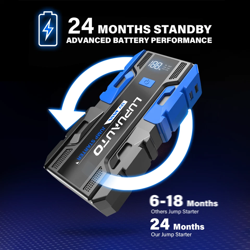 3000A Car Jump Starter Auto Battery Booster Charger Power Bank 12V Portable USB - Image 4 of 4