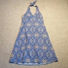 Y2K Tommy Hilfiger Halter A Line Sheath Dress Womens 6-8 Blue Paisley