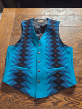 Vintage Pendleton Woolen Mills-High Grade Western Wear Vest- blue diamond Patte